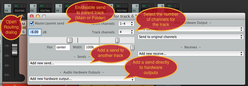 Track routing controls