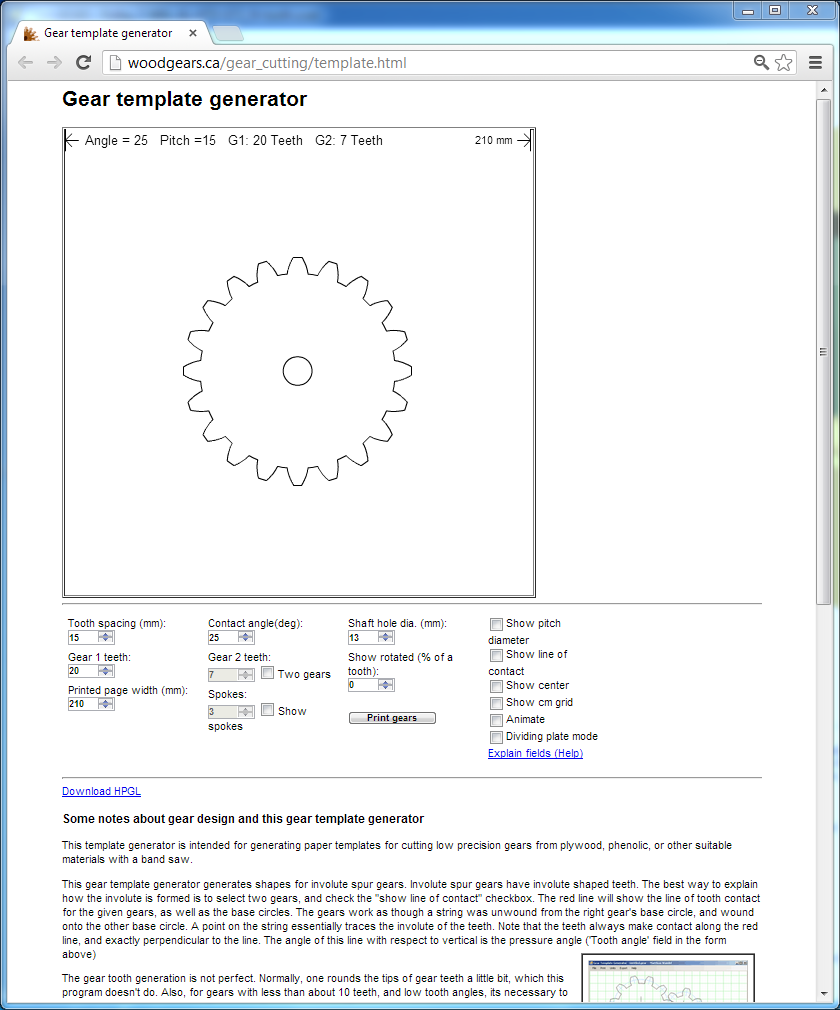 gear template generator program