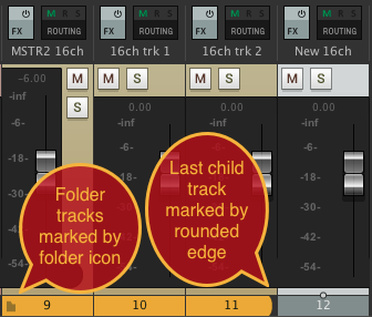 Mixer panel shows Folder extents