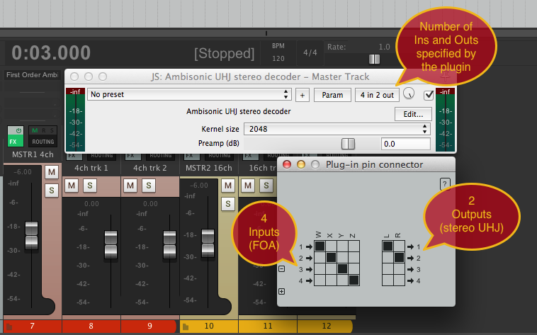 Plugin routing and matrix settings