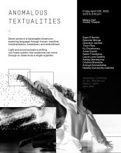 Anomalous Textualities: poster of the event with the image of a dancer.