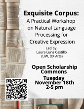 Flyer for Exquisite Corpus workshop by Laura Luna Castillo