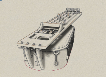 CAD rendition of Nandi, an automated electromagnetic stringed instrument