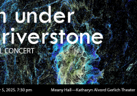Poster announcing the DXARTS Fall Concert on 11/5/25 with an abstract image resembling a water vortex