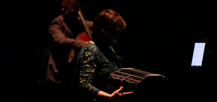 The performance of Juan Pampin's Respiración Artificial, featuring ultrasonic sound beams.